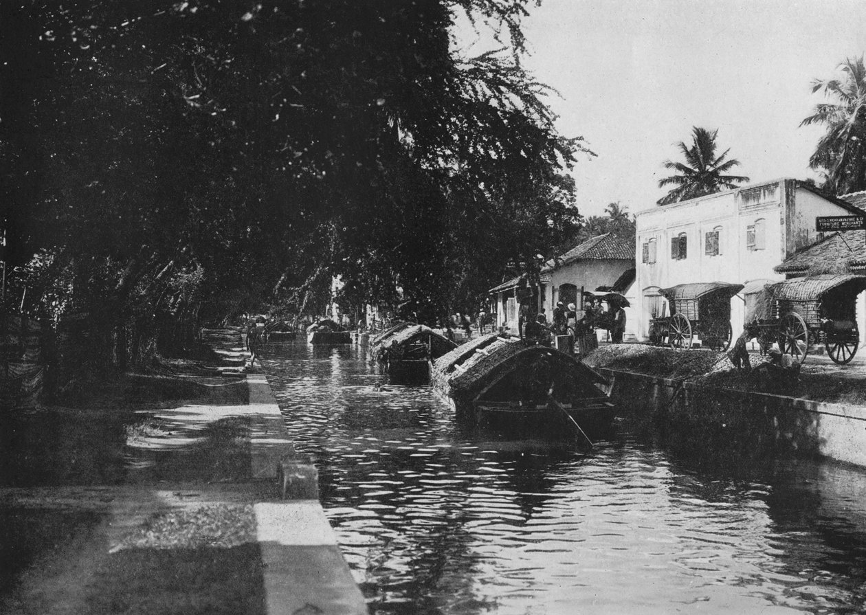 Negombo Canal, Showing Padda Boats, c1890, 1910 od Alfred William Amandus Plate