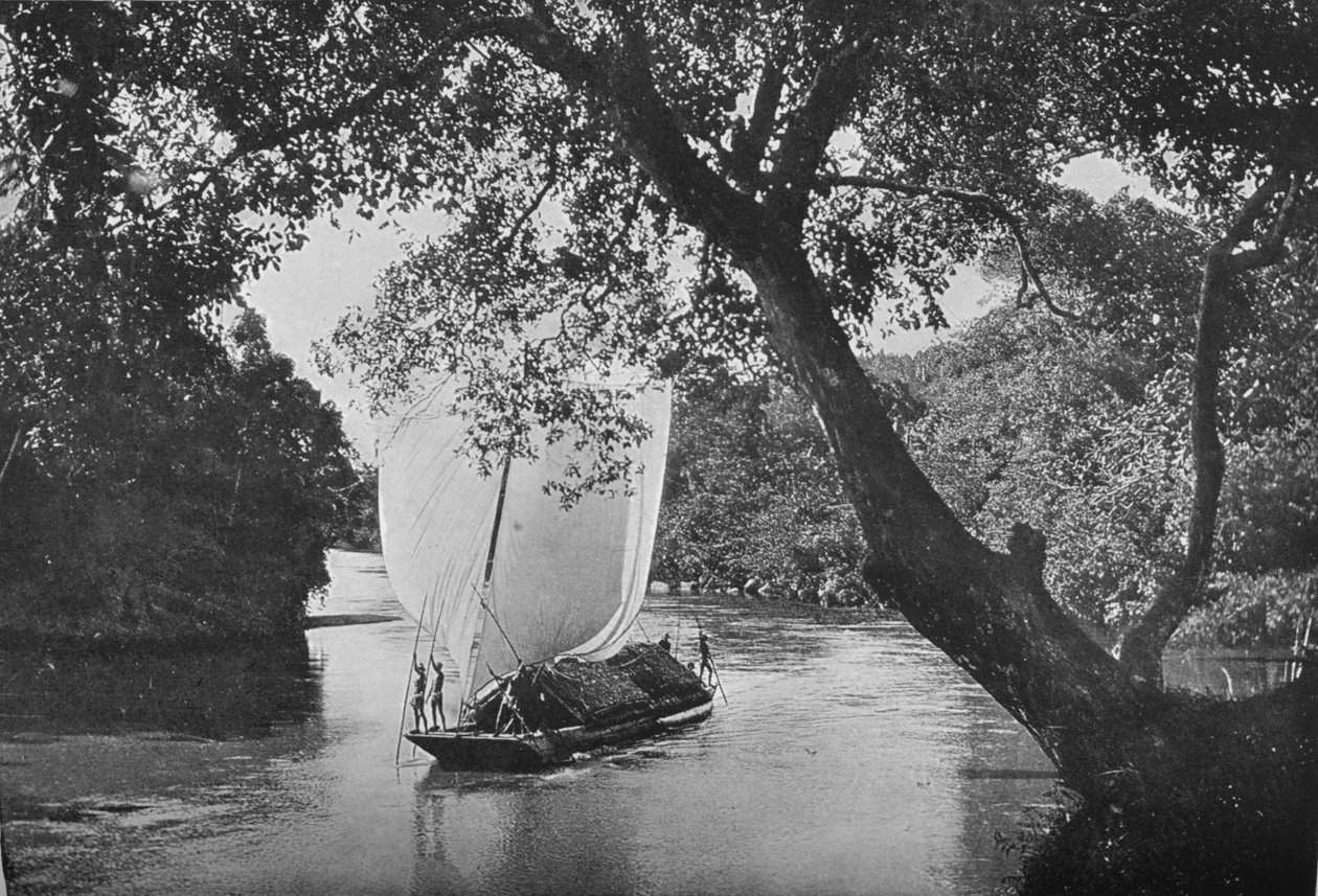 Loď Padda v plné plachtě, c1890, 1910 od Alfred William Amandus Plate