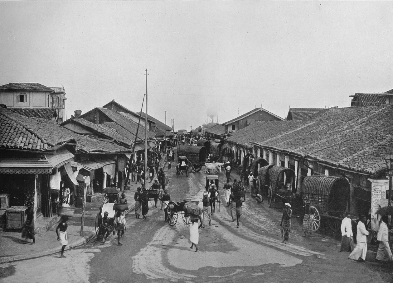 Typická pouliční scéna v Native Quarters, Colombo, c1890, 1910 od Alfred William Amandus Plate