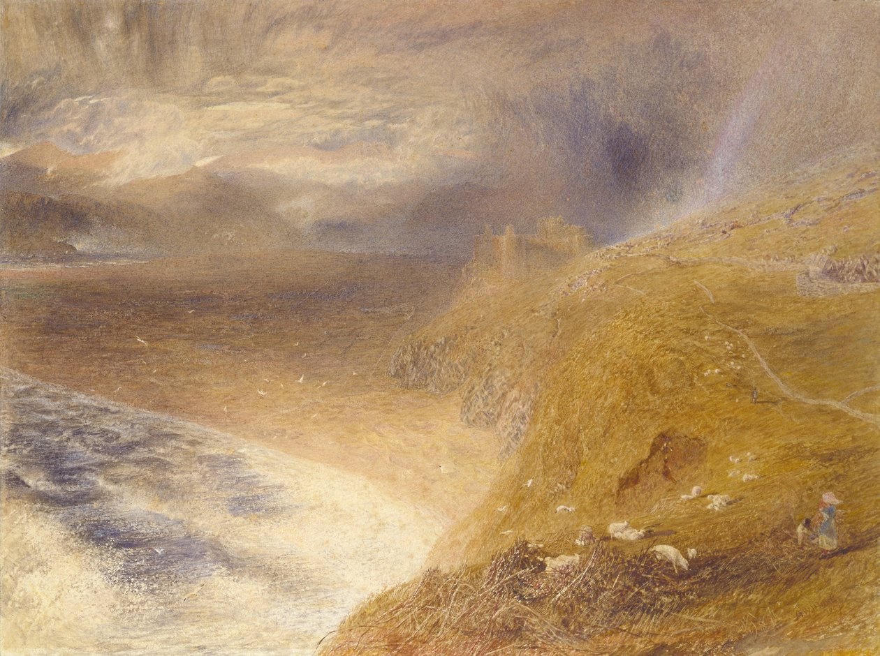 Zámek Harlech, 1857 (akvarel na papíře) od Alfred William Hunt