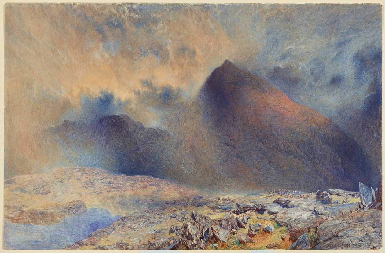 Mount Snowdon skrze rozjasňující se mraky od Alfred William Hunt
