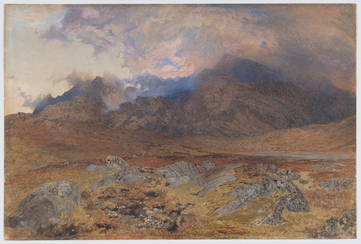 Snowdon po dubnové krupobití [nebo Snowdon skrze rozpouštějící se mraky] od Alfred William Hunt