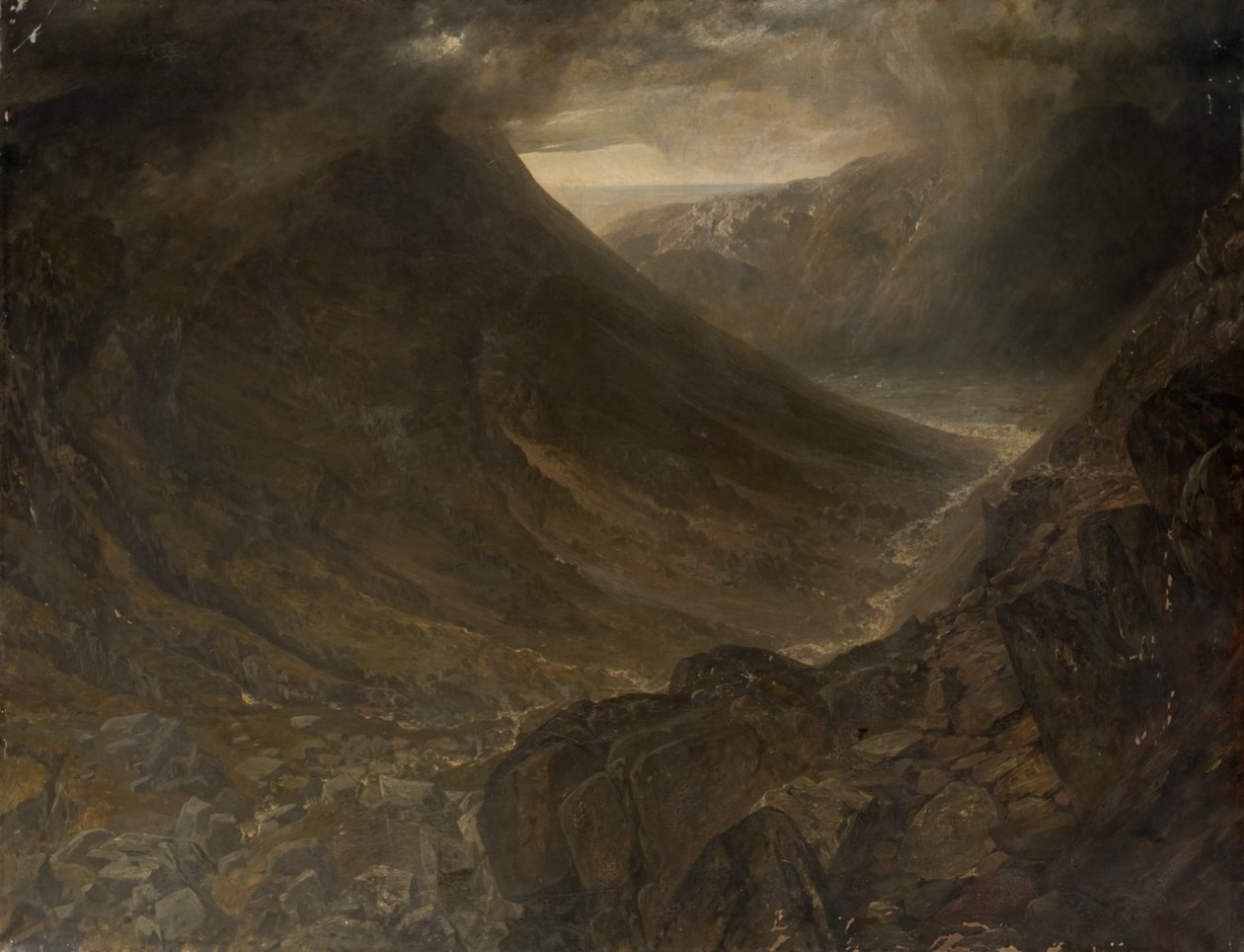 Wasdale Head z průsmyku Styhead, Cumbria, cca 1854 od Alfred William Hunt