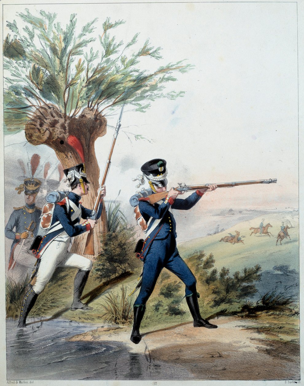 Napoleonská armáda: Císařská garda. Rytina Alfreda De Marbota (19. století) 1809. Malmaison, Hradní muzeum. od Alfred de (after) Marbot