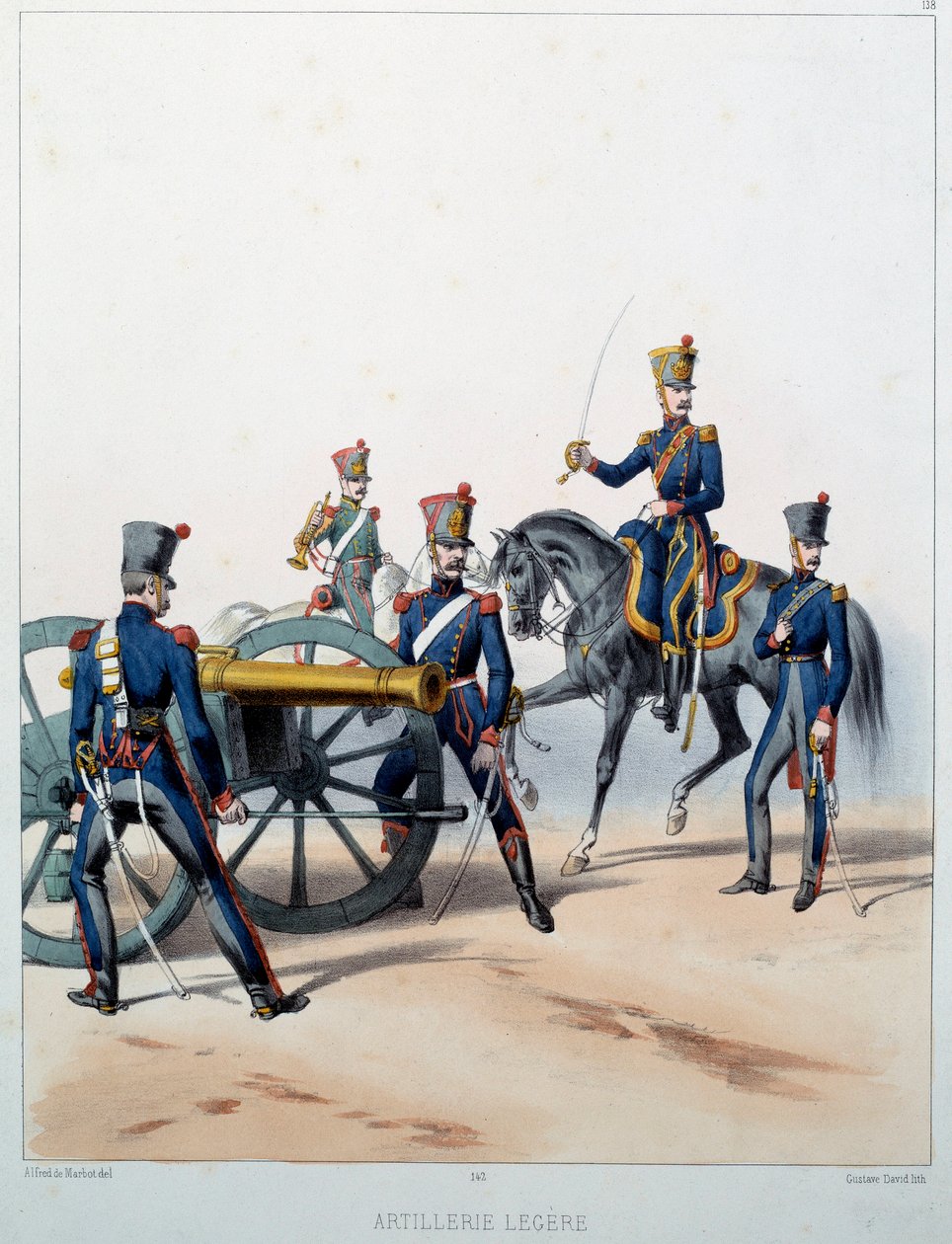 Napoleonic Armee: Lehké dělostřelectvo. Rytina Alfreda De Marbota (19. století) 1812. Malmaison, Musee Du Chateau. od Alfred de (after) Marbot