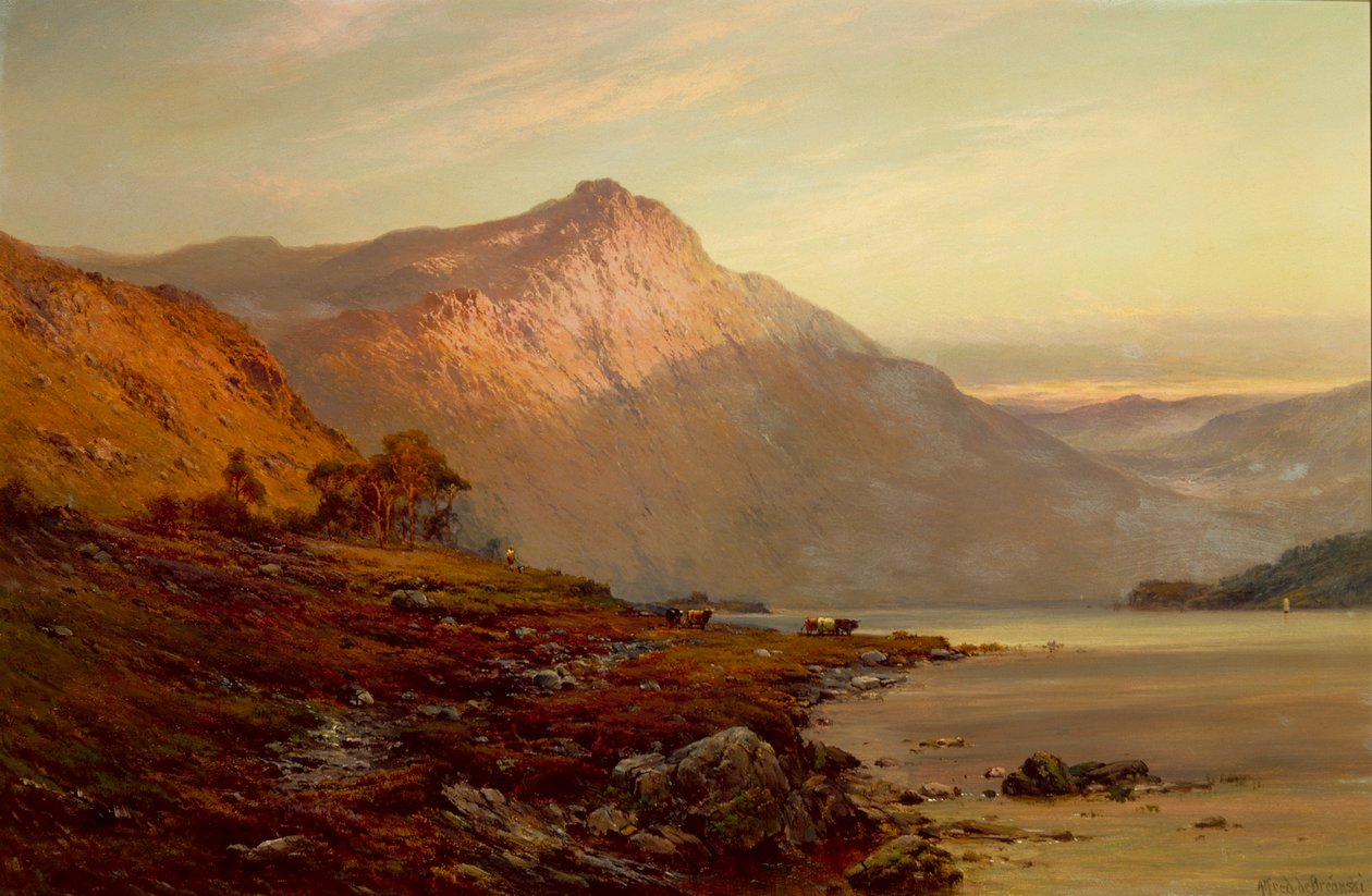 Dhu Loch poblíž Balmoral (olej na plátně) od Alfred de Breanski