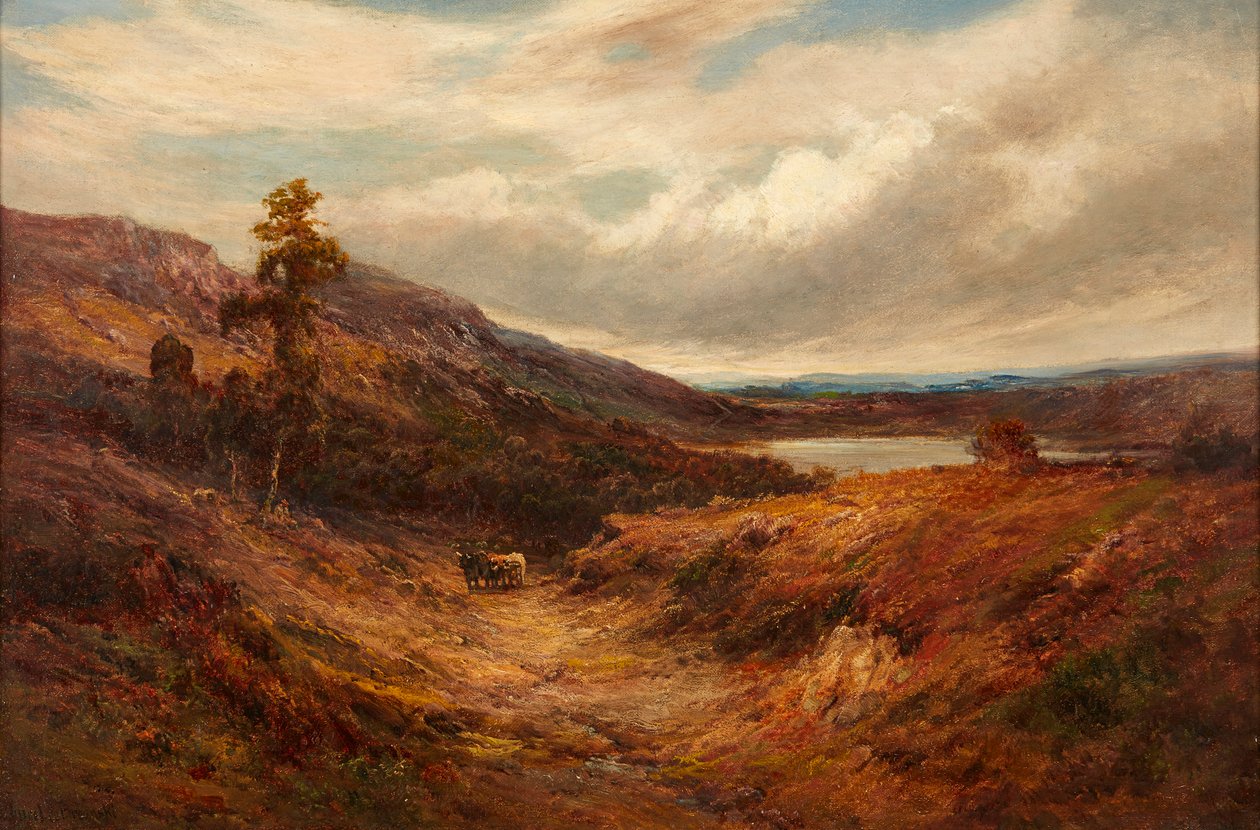 Highlandský dobytek na horské stezce (olej na plátně) od Alfred de Breanski