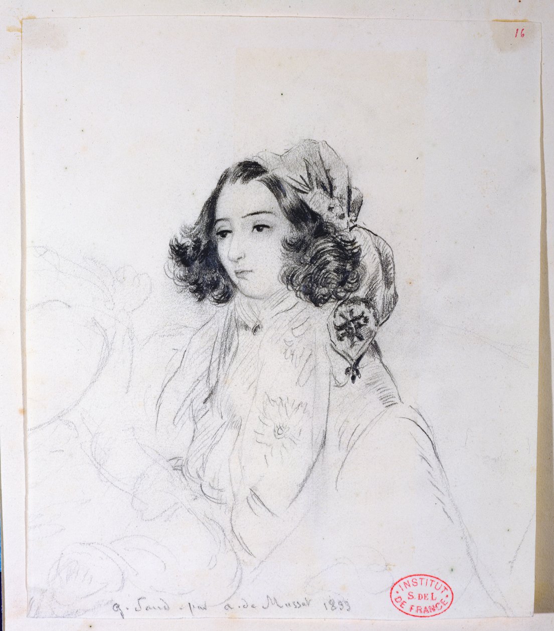 George Sand (1804-76) Nošení šátku, 1833 od Alfred de Musset