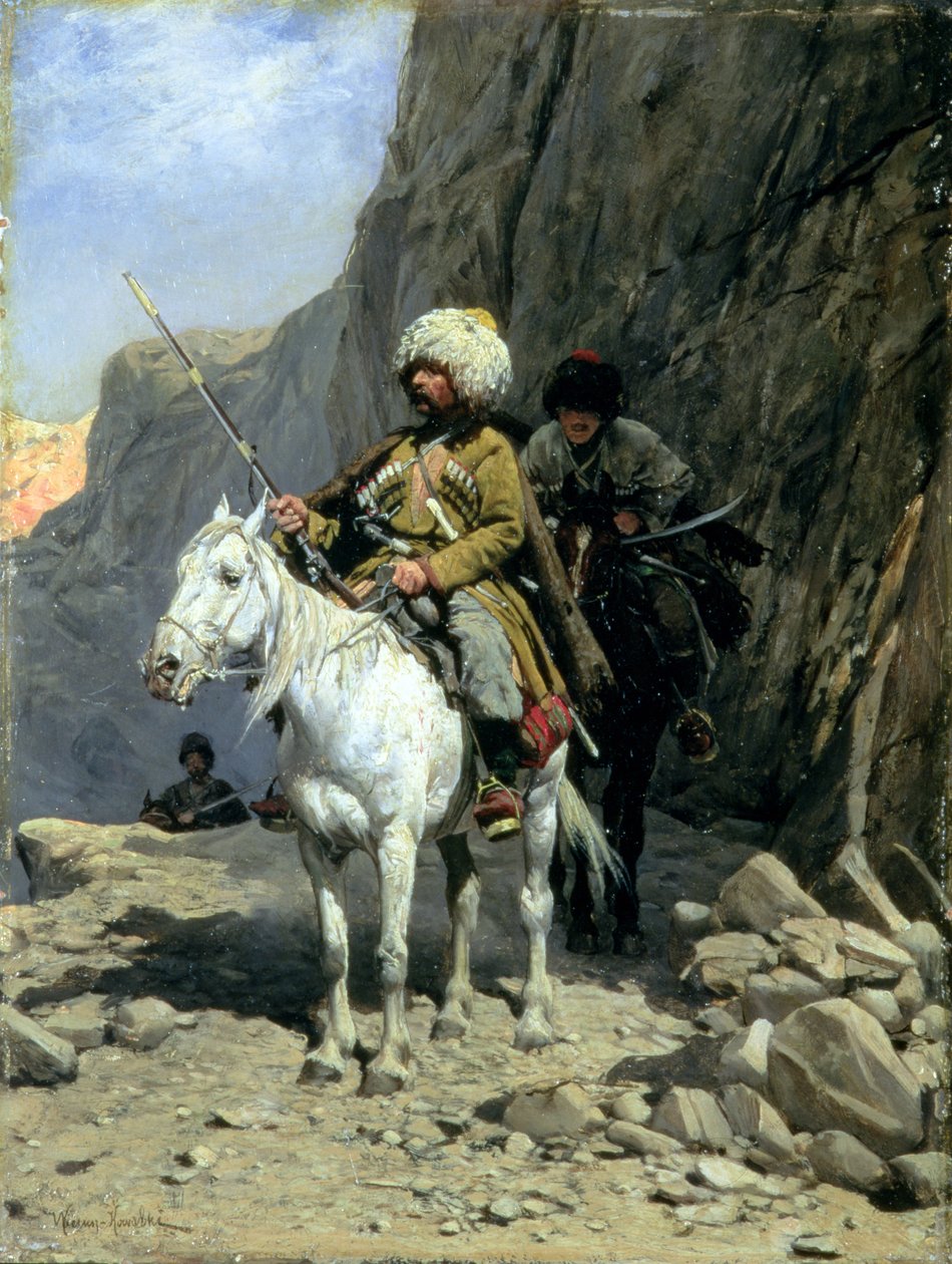 Circassians Patrol, c.1885 (olej na palubě) od Alfred von Wierusz Kowalski