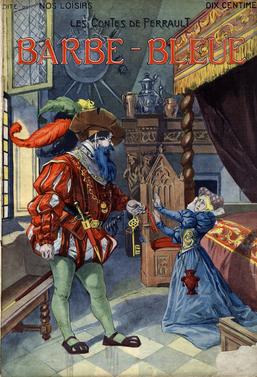 Modrovous (Bluebeard), Conte od Charlese Perraulta (1628-1703). Ilustrace Vaccariho a Carreyho ve sbírce “” Les beaux tales”” “” Nos loisirs””” kolem roku 1910. Soukromá sbírka. od Alfredo and Carrey Vaccari