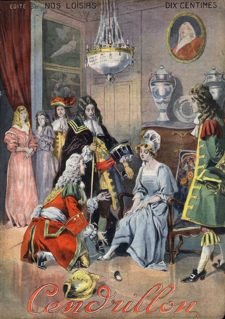 Popelka, lidová pohádka. Ilustrace Vaccariho a Carreyho ve sbírce “” Les beaux tales”” “” Nos loisirs””” kolem roku 1910. Soukromá sbírka. od Alfredo and Carrey Vaccari