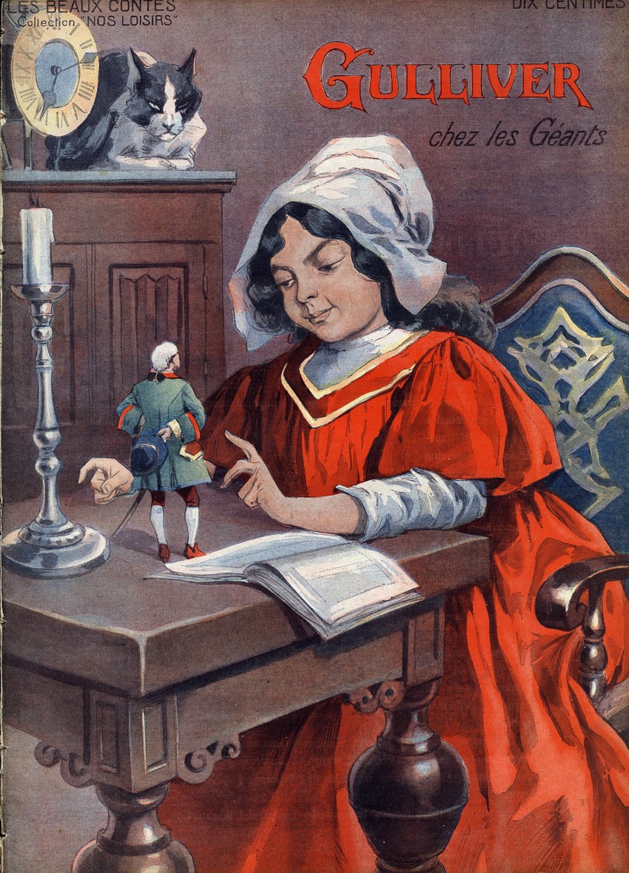 Gulliver v obrech (Brobdingnag). Příběh od Jonathana Swifta (1667-1745). Ilustrace Vaccariho a Carreyho ve sbírce “” Les beaux tales”” “” Nos loisirs””” kolem roku 1910. Soukromá sbírka. od Alfredo and Carrey Vaccari