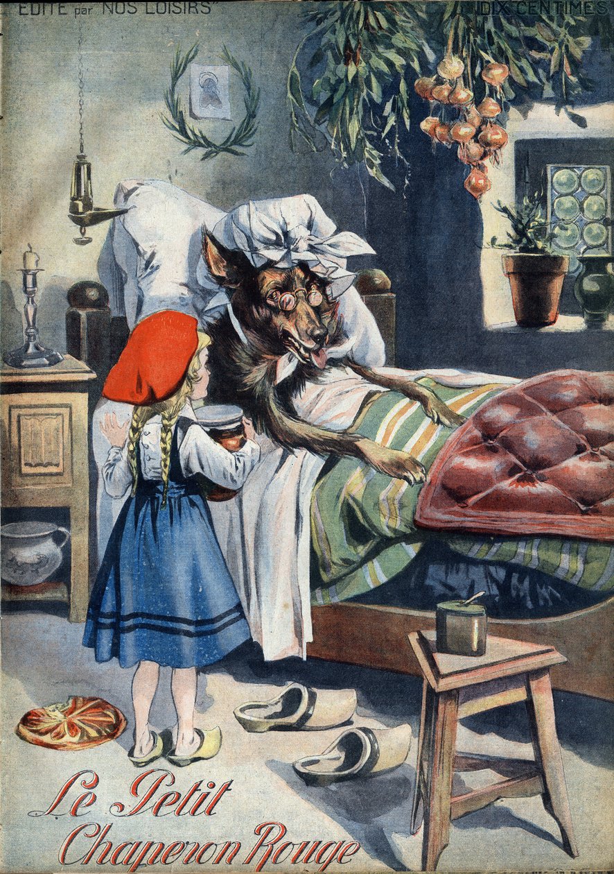 Červená Karkulka. Lidová pohádka. Ilustrace Vaccariho a Carreyho ve sbírce “” Les beaux tales”” “” Nos loisirs””” kolem roku 1910. Soukromá sbírka. od Alfredo and Carrey Vaccari