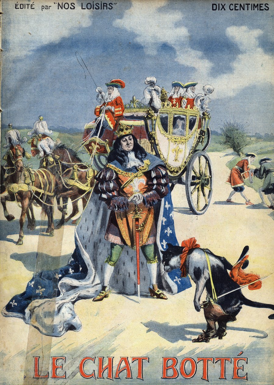 Boot Cat. Lidová pohádka. Ilustrace Vaccariho a Carreyho ve sbírce “” Les beaux tales”” “” Nos loisirs””” kolem roku 1910. Soukromá sbírka. od Alfredo and Carrey Vaccari