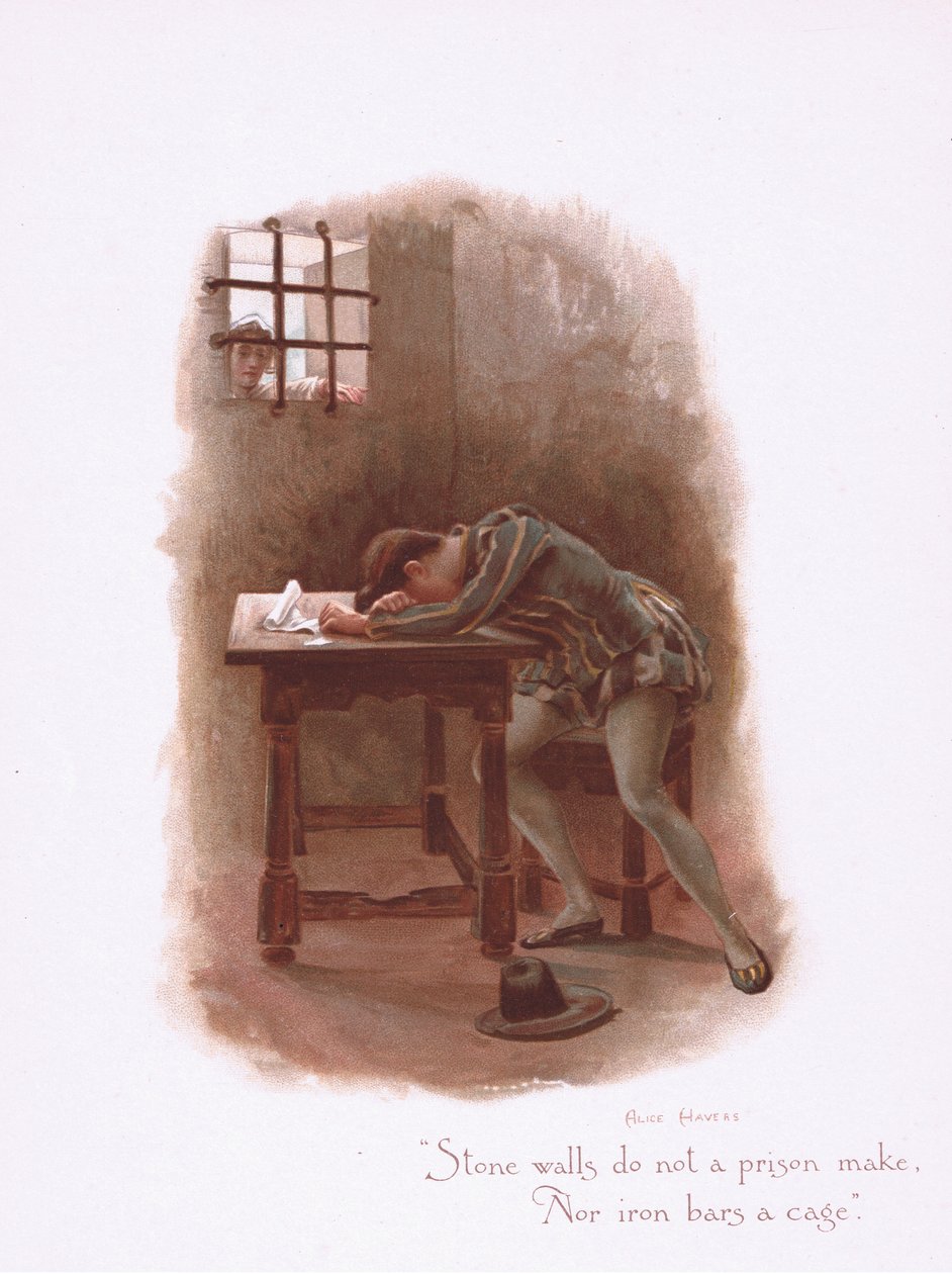 Kamenné zdi nejsou vězením, z Some Old Love Songs vydané Hildesheimer & Faulkner, 1892 od Alice Havers