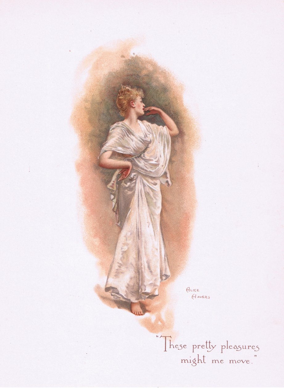 Tyto krásné radosti bychom mohli pohnout z knihy Some Old Love Songs vydané Hildesheimer & Faulkner, 1892 od Alice Havers