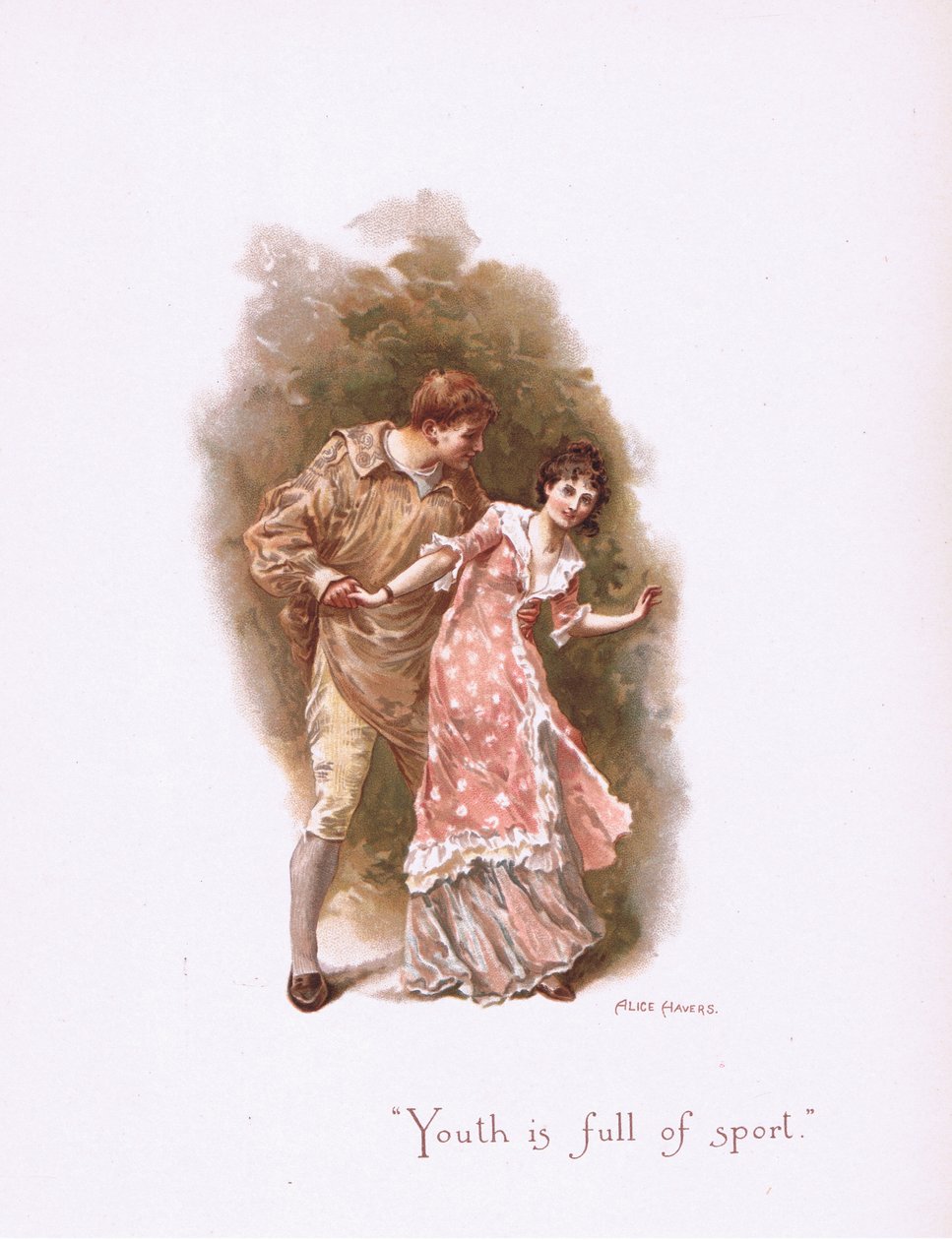 Mládí je plné sportu, od Some Old Love Songs vydané Hildesheimer & Faulkner, 1892 od Alice Havers
