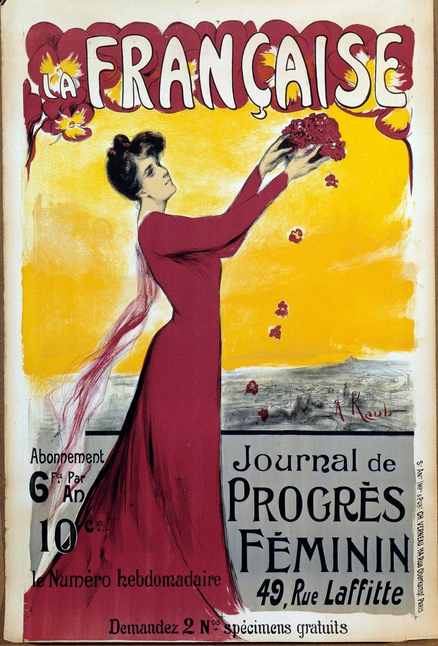 Plakát „La francaise“, žurnálu ženského pokroku. Výzva k předplatnému. Ilustrace Alice Kub-Casalonga (1875-1948) 1927 Paříž, Muzeum dvou světových válek. Práva vyhrazena. od Alice Kaub Casalonga