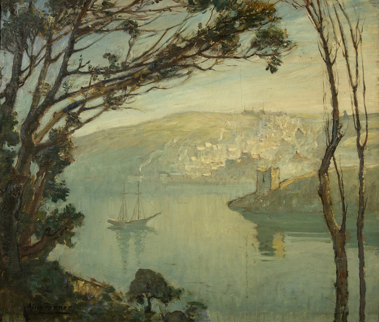 Zimní ráno, Fowey (olej na plátně) od Alice Maud Fanner
