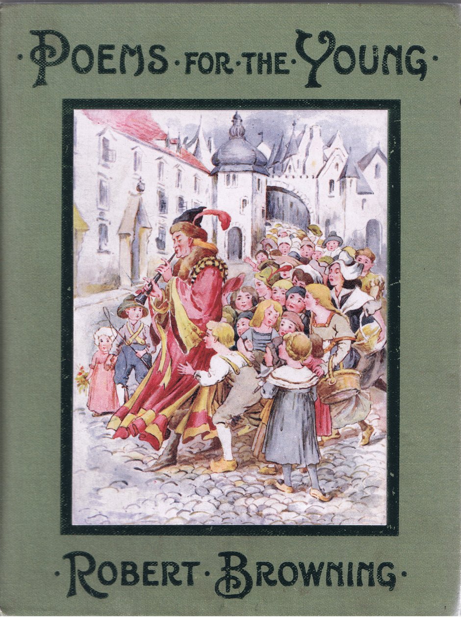Přední strana obálky: A po něm děti tiskly, ilustrace z Básně pro mladé: Robert Browning, kolem roku 1920 od Alice Ross