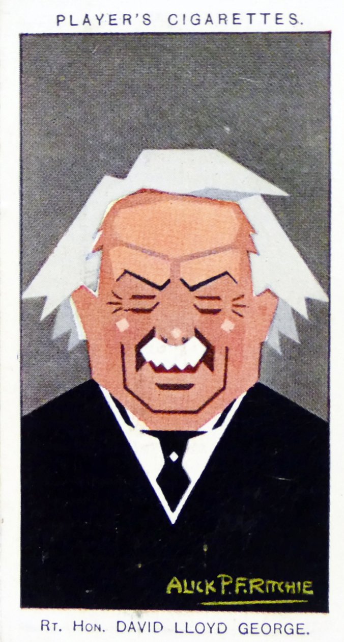 1926 Hráčova cigaretová karta zobrazující: David Lloyd George od Alick Penrose Forbes Ritchie