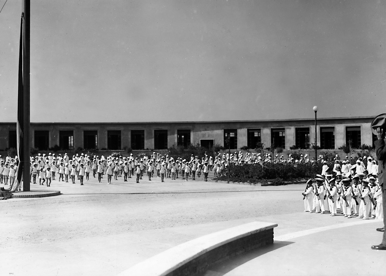 Villa Rosa Maltoni Mussolini: trénink mladých studentů (čb foto) od Fratelli Alinari