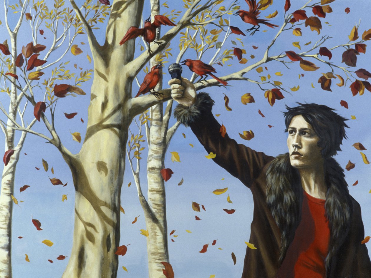 Ptáci v naší zahradě (akryl a olej na plátně) od Alix Contemporary Artist Soubiran Hall