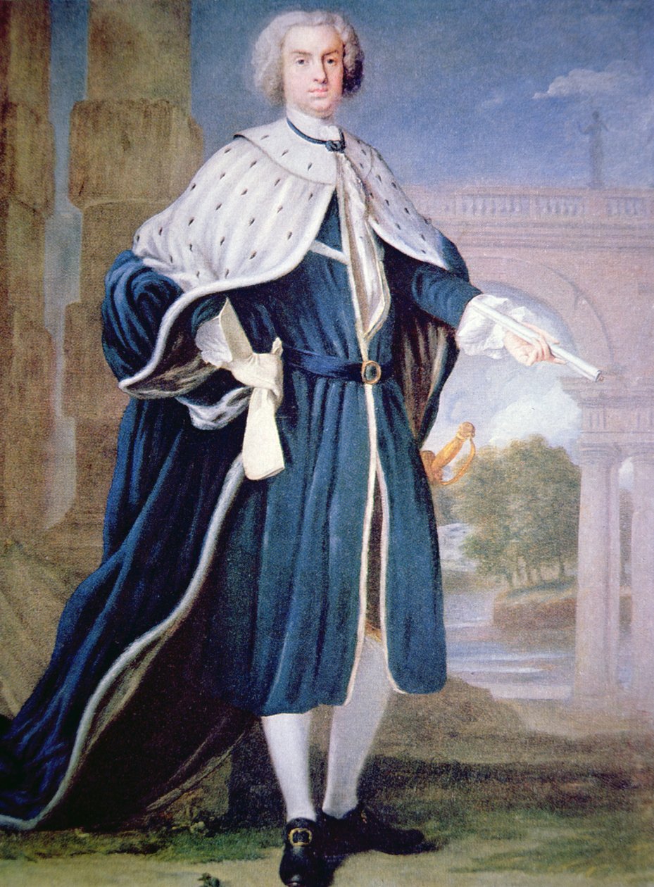 Portrét Charlese Calverta (barevné lito) od Allan (after) Ramsay