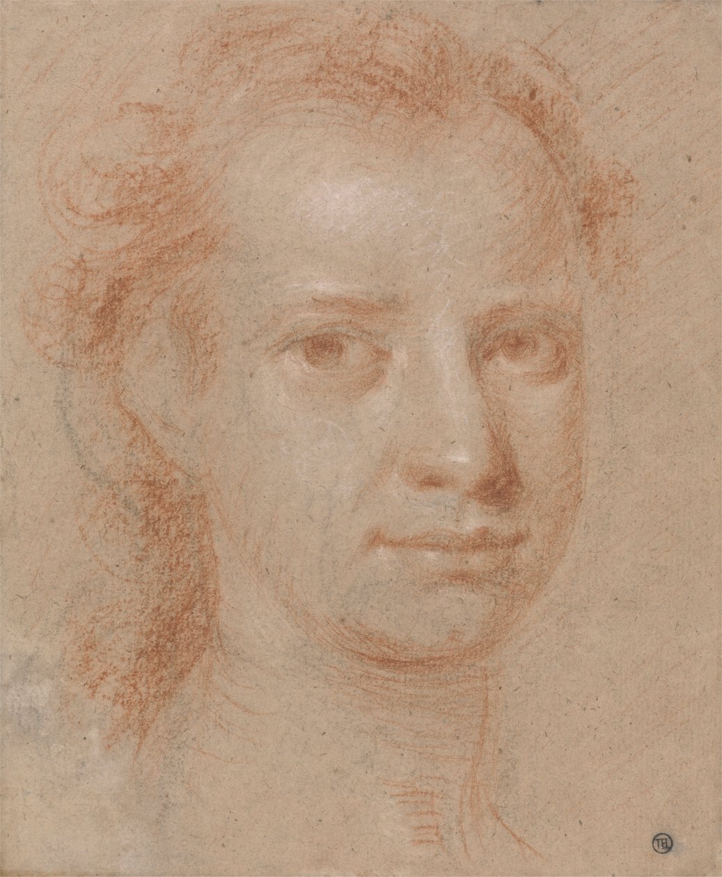 Hlava mladé ženy nebo muže od Allan Ramsay