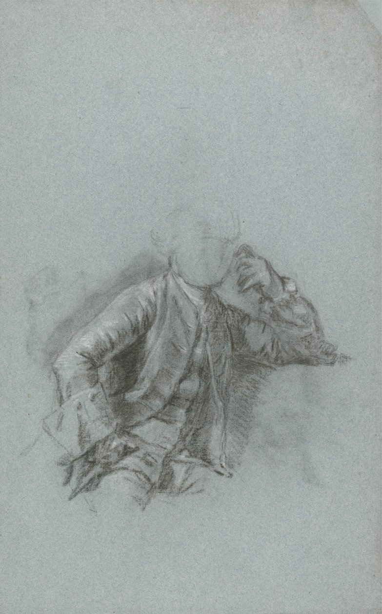 Studie k portrétu sedícího gentlemana (křída s pahýlem na modrém papíře) od Allan Ramsay