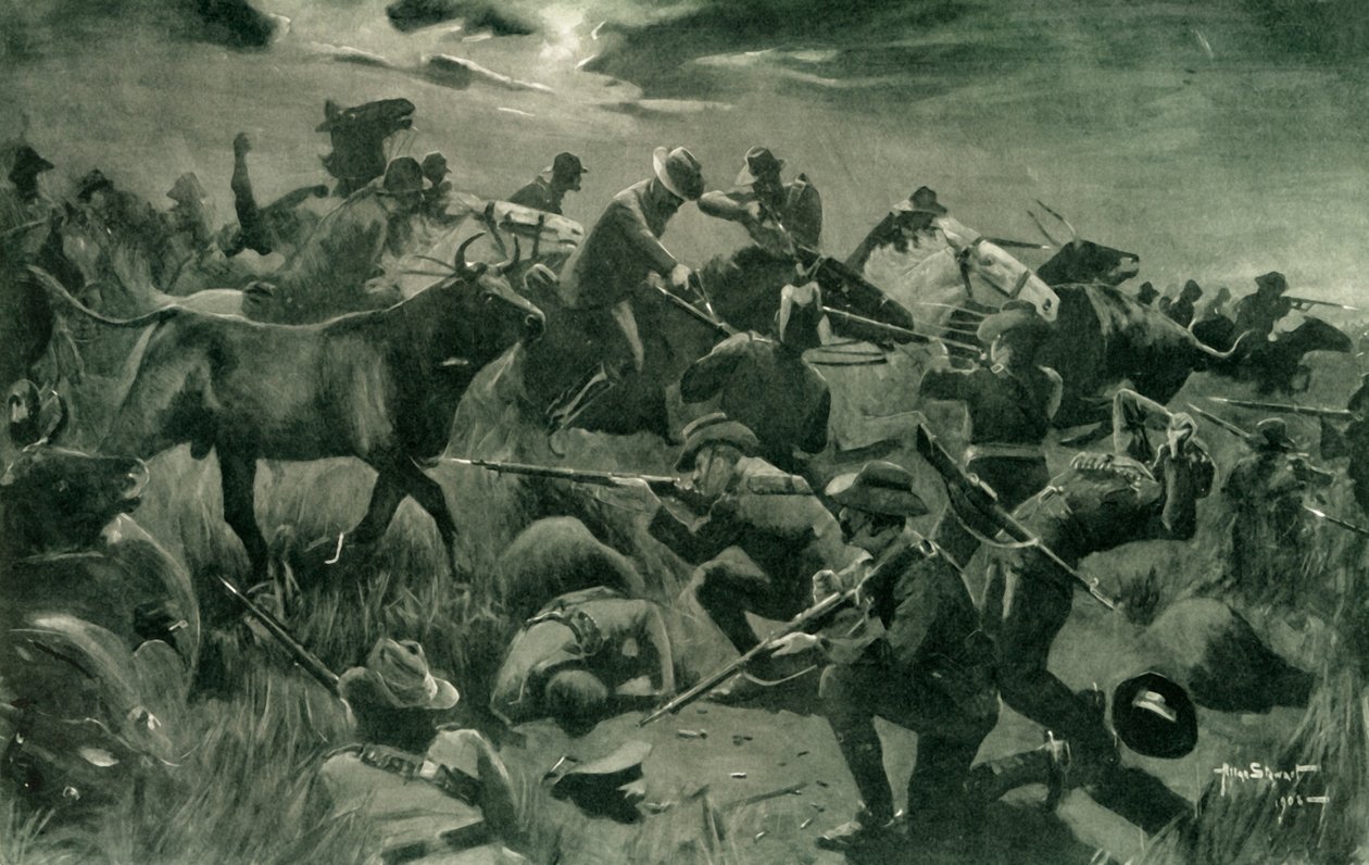 „Brilantní obrana Novozélanďanů v Holspruitu, 25. února 1902“, 1902. od Allan Stewart