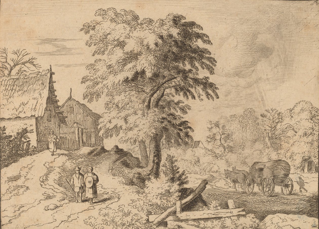 Vozík se dvěma tažnými koňmi, pravděpodobně c. 16451656. od Allart van Everdingen