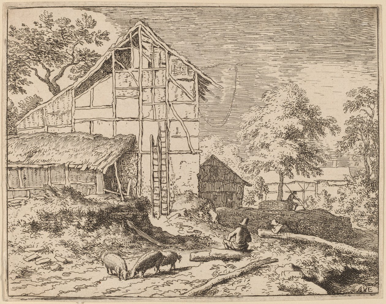 Chata se dvěma žebříky, pravděpodobně ca. 16451656. od Allart van Everdingen