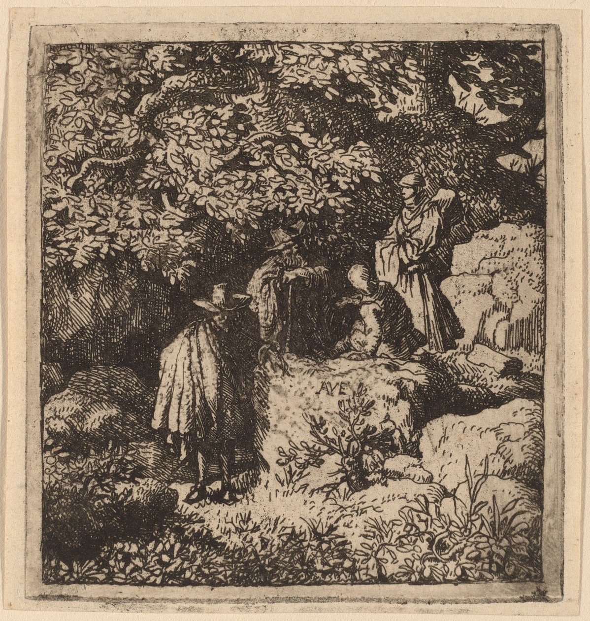 Čtyři postavy pod stromem, pravděpodobně c. 16451656. od Allart van Everdingen