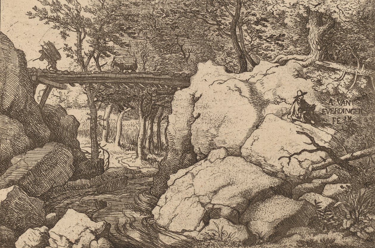 Koza na malém mostě, pravděpodobně c. 16451656. od Allart van Everdingen
