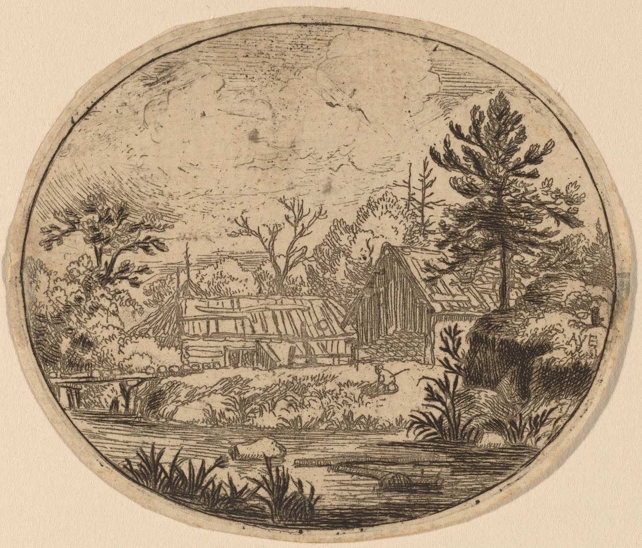Hamlet na břehu řeky, pravděpodobně c. 16451656. od Allart van Everdingen