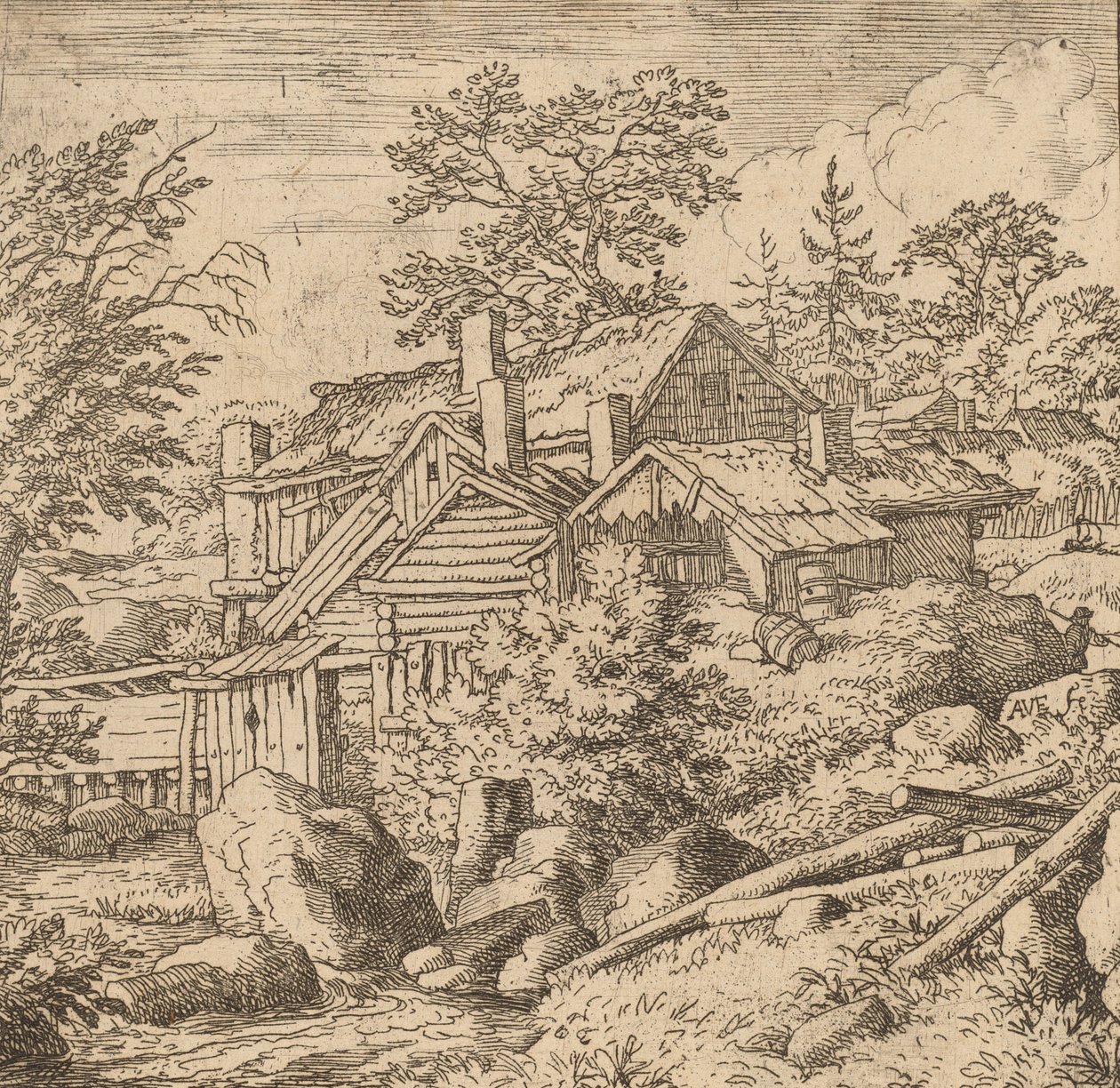 Hamlet na horské straně, pravděpodobně c. 16451656. od Allart van Everdingen
