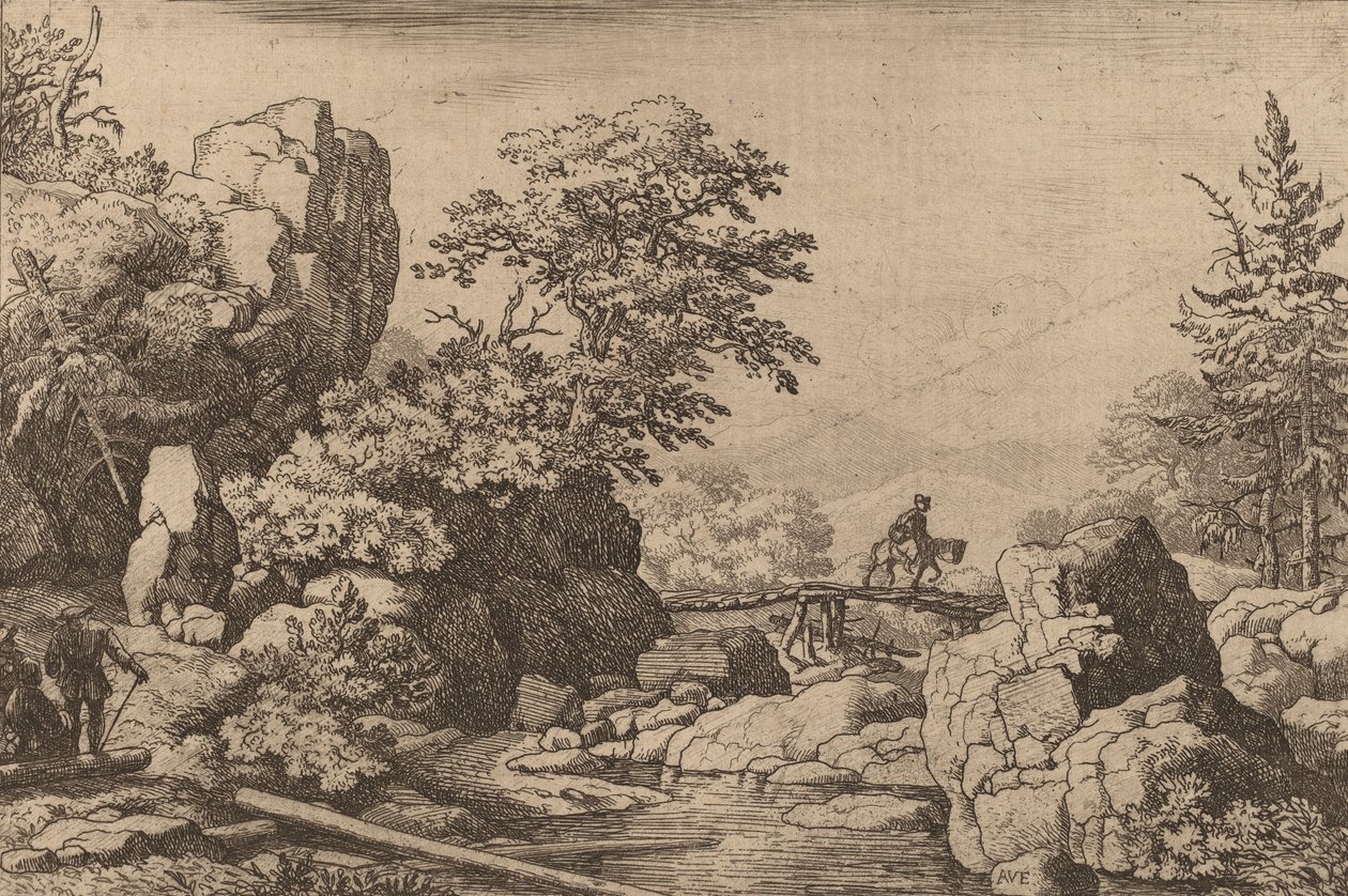 Jezdec na mostě, pravděpodobně c. 16451656. od Allart van Everdingen