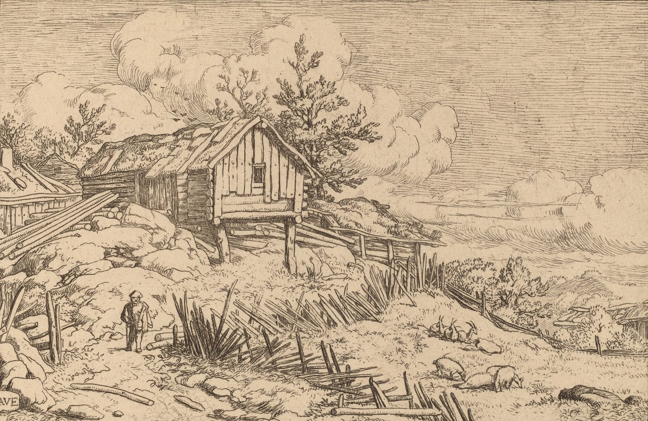 Muž poblíž vchodu do zkaženého živého plotu, pravděpodobně c. 16451656. od Allart van Everdingen