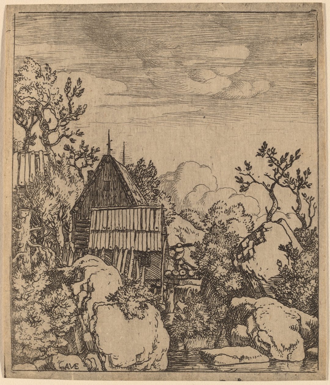 Muž na malém dřevěném mostě, pravděpodobně c. 16451656. od Allart van Everdingen