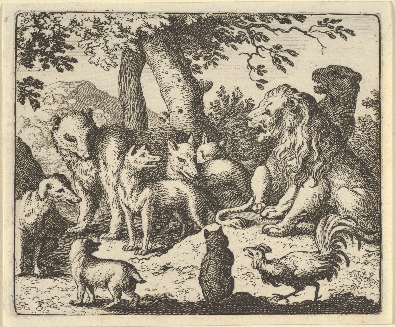 Renard se zprostil viny za své zločiny před lvem, 1650-75. od Allart van Everdingen