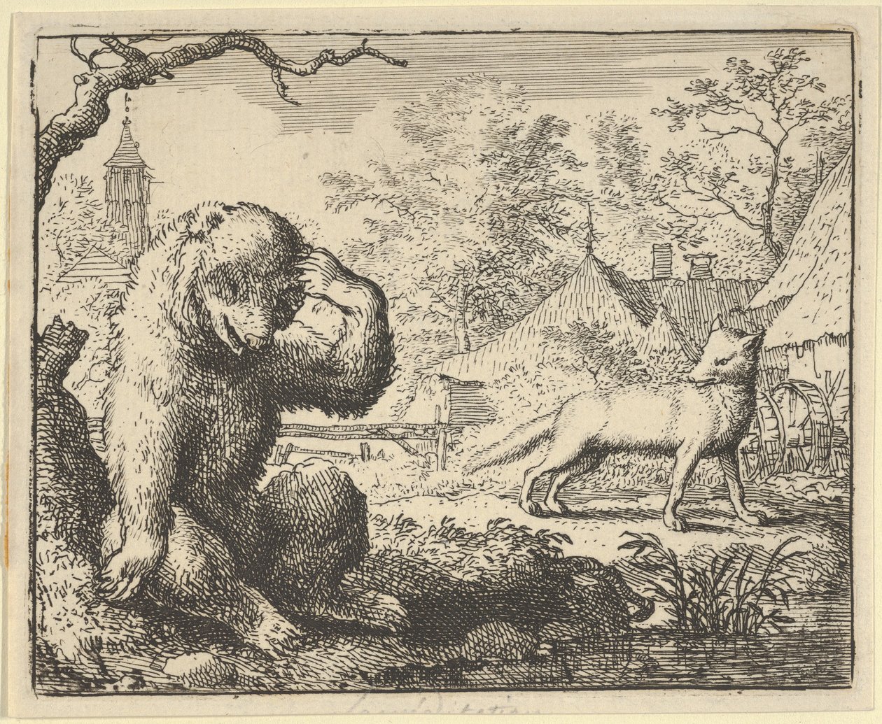 Renard si dělá legraci z medvěda, 1650-75. od Allart van Everdingen