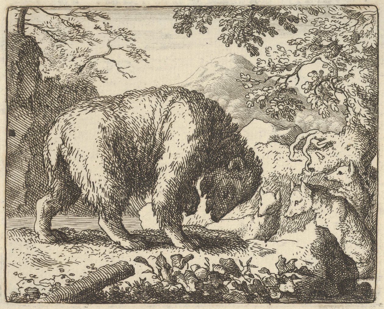 Renard Medvědovi slíbí, že ho vezme na místo, kde najde med, 1650-75. od Allart van Everdingen