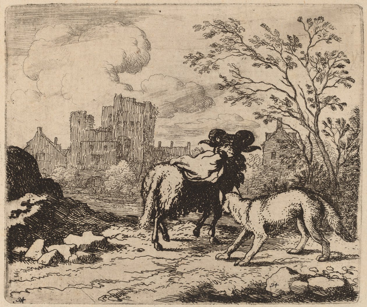 Reynard žádá berana, aby doručil dokument, pravděpodobně c. 16451656. od Allart van Everdingen
