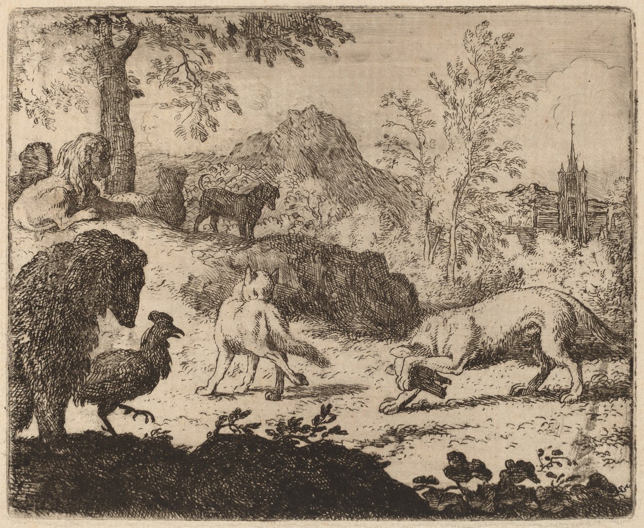 Reynard oslepuje vlka jedním okem, pravděpodobně c. 16451656. od Allart van Everdingen