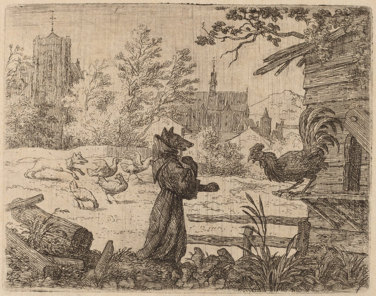 Reynard převlečený za mnicha, pravděpodobně c. 16451656. od Allart van Everdingen