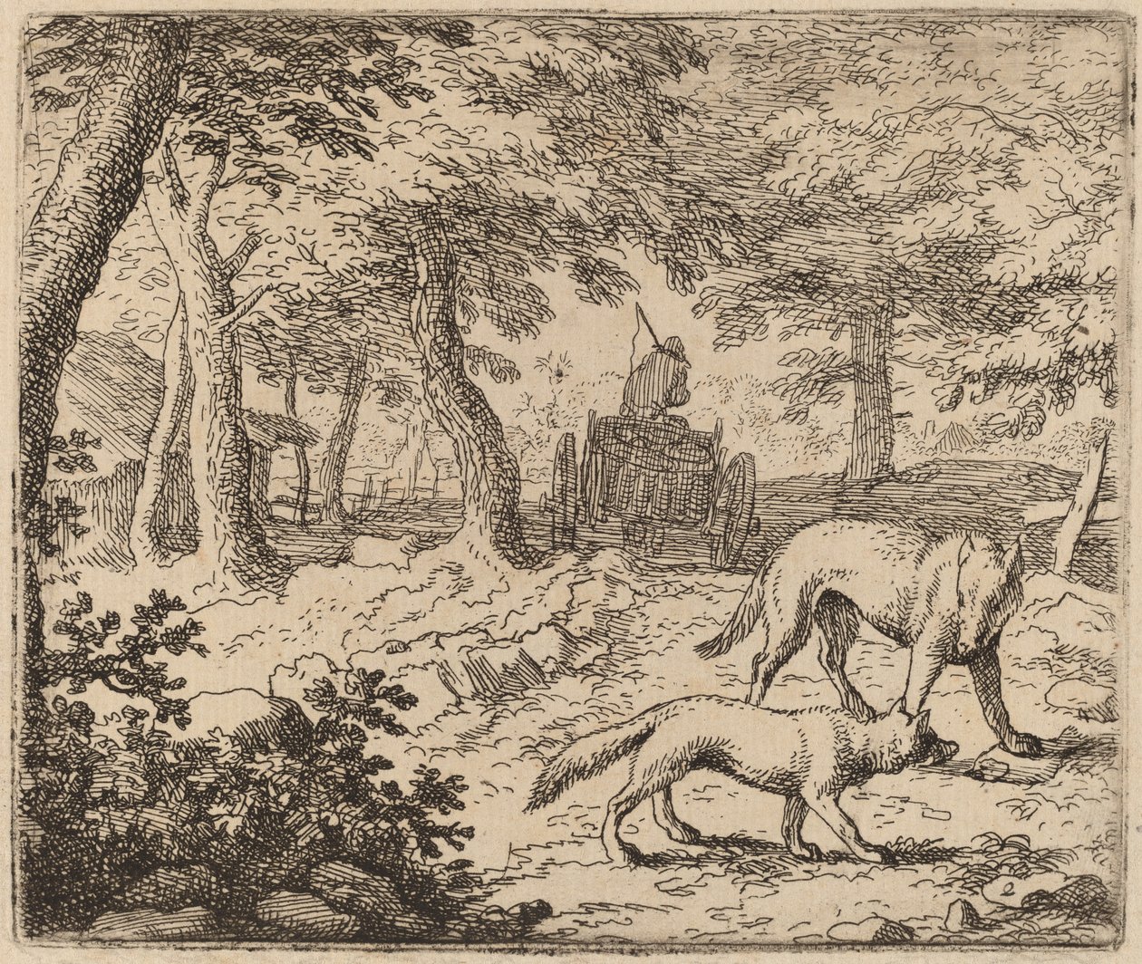 Reynard a vlk před Fish Cart, pravděpodobně c. 16451656. od Allart van Everdingen
