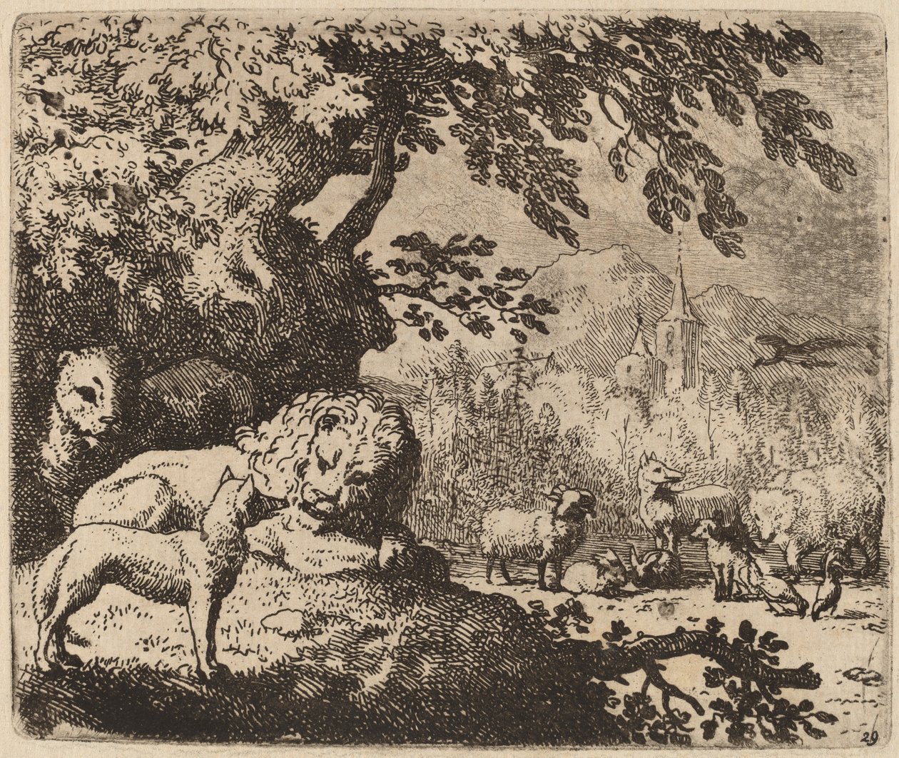 Reynard v Radě se lvem a lvicí, pravděpodobně c. 16451656. od Allart van Everdingen