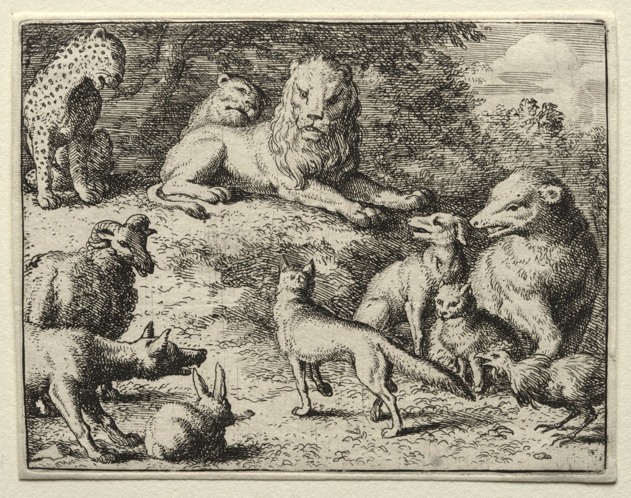 Reynard the Fox: Reynard se objeví u soudu. od Allart van Everdingen