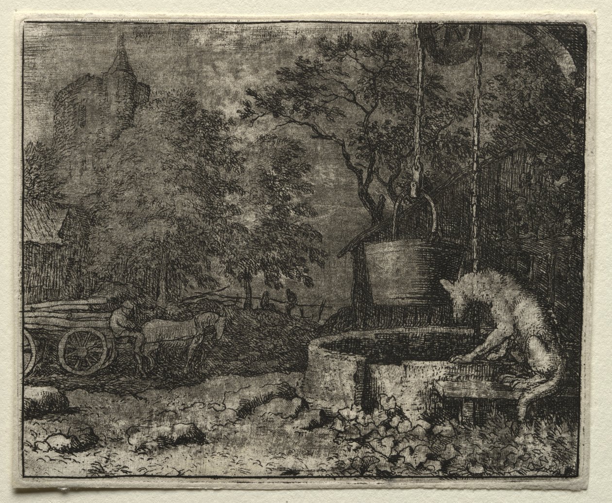 Reynard the Fox: Reynard Tricks the Wife of the Wolf od Allart van Everdingen